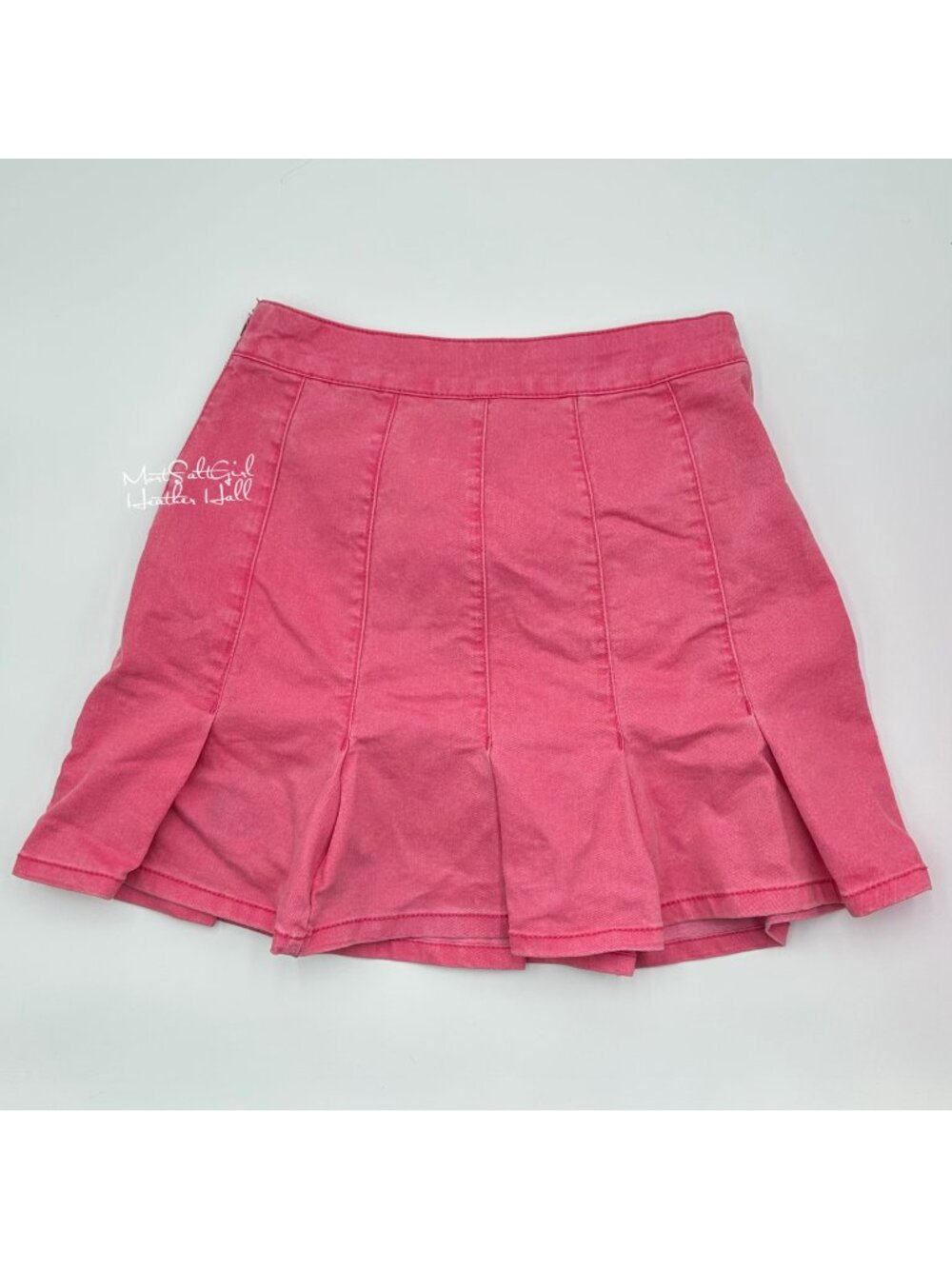 No Boundaries Pink Denim Pleated Mini Skirt Size 7